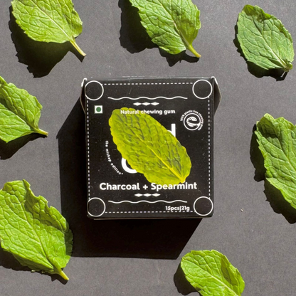 Mishap Edition X Charcoal Mint Chewing Gum - Plastic-Free, Sugar-Free, Natural, Biodegradable, Vegan. 15 Pieces per Pack, 21g, 4 Packs