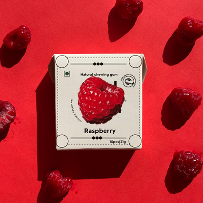 Mishap Edition X Raspberry Chewing Gum - Plastic-Free, Sugar-Free, Natural, Biodegradable, Vegan. 15 Pieces per Pack, 21g, 4 Packs