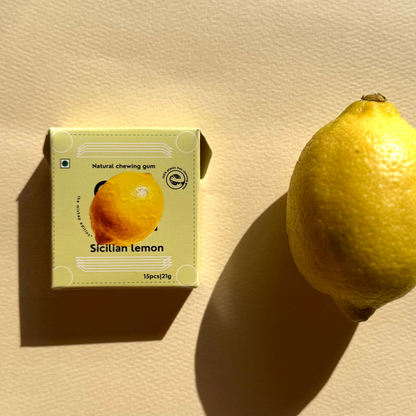 Mishap Edition X Lemon Chewing Gum - Plastic-Free, Sugar-Free, Natural, Biodegradable, Vegan. 15 Pieces per Pack, 21g, 4 Packs