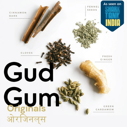 Gud Gum Originals Mini Pack - plastic-free, sugar-free, natural, biodegradable, vegan chewing gum. 1 pack per flavour - 5 packs- (15 pellets per pack), 21g