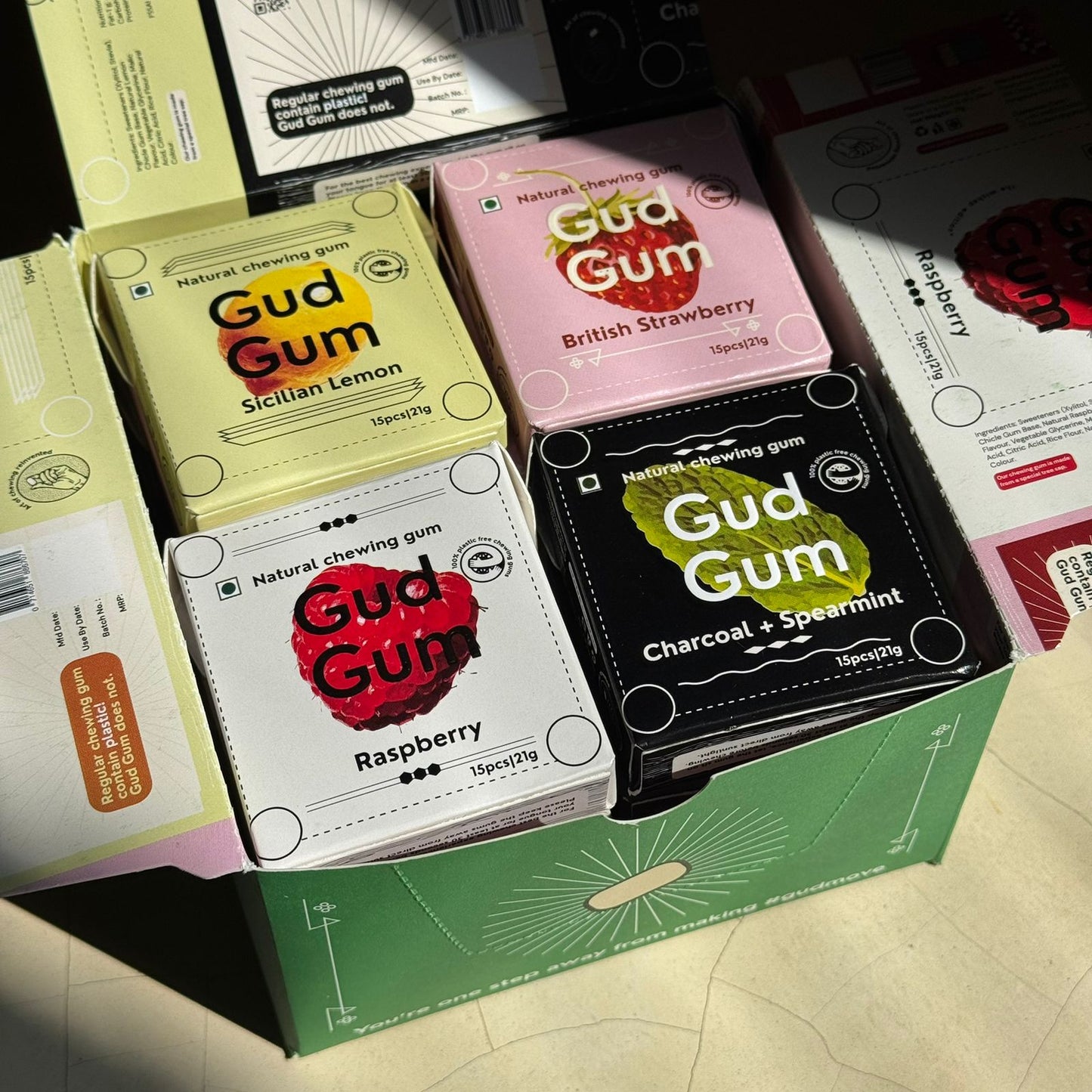 The Share Pack - 16 Packs of your favourite Gud Gum Flavours - Biodegradable & Natural Chewing gum