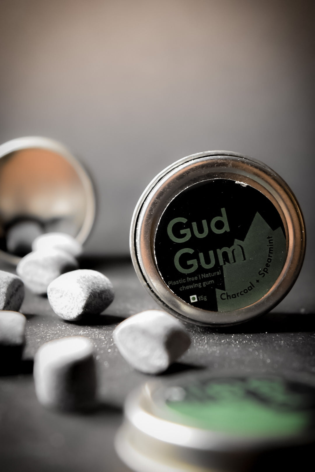 Gud Gum Tin Mini Pack - Plastic Free, Sugar Free, Natural, Biodegradable, Vegan Chewing Gums | No added colours and flavours- (10 pieces per pack)- 15g - Tin Packaging- 1 pack per flavour